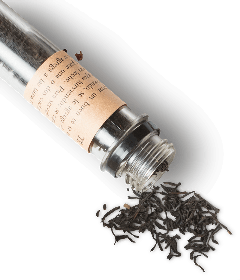 loose leaf tea in a transparent tube