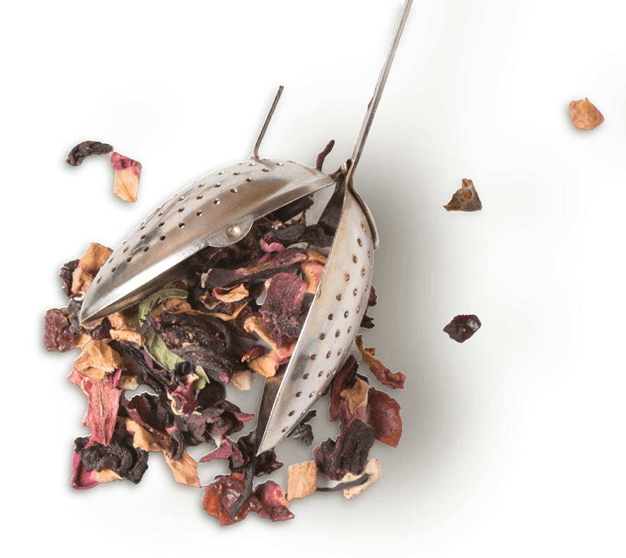 loose leaf tea in a tea strainer